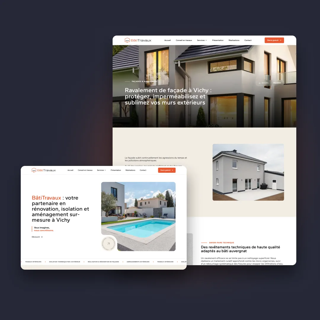BâtiTravaux - Page rénovation de façades et page d'accueil
