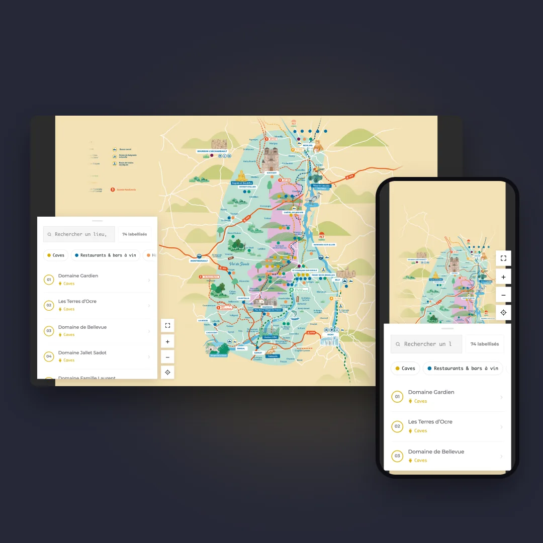 Carte interactive Vins de Saint-Pourçain réalisé par Komekoo